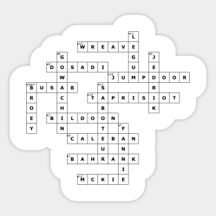 (1977TDE) Crossword pattern with words from a famous 1977 science fiction book. Sticker